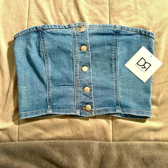 NWT Dylan Ryan denim croptop corset women’s Sz: L - Picture 1 of 7